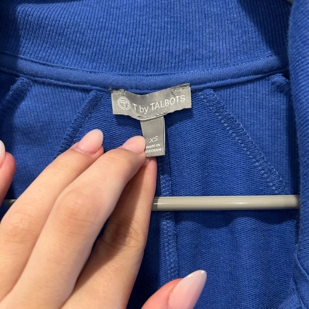 T by Talbots Model French Terry Jacket Blue XS - Picture 3 of 6